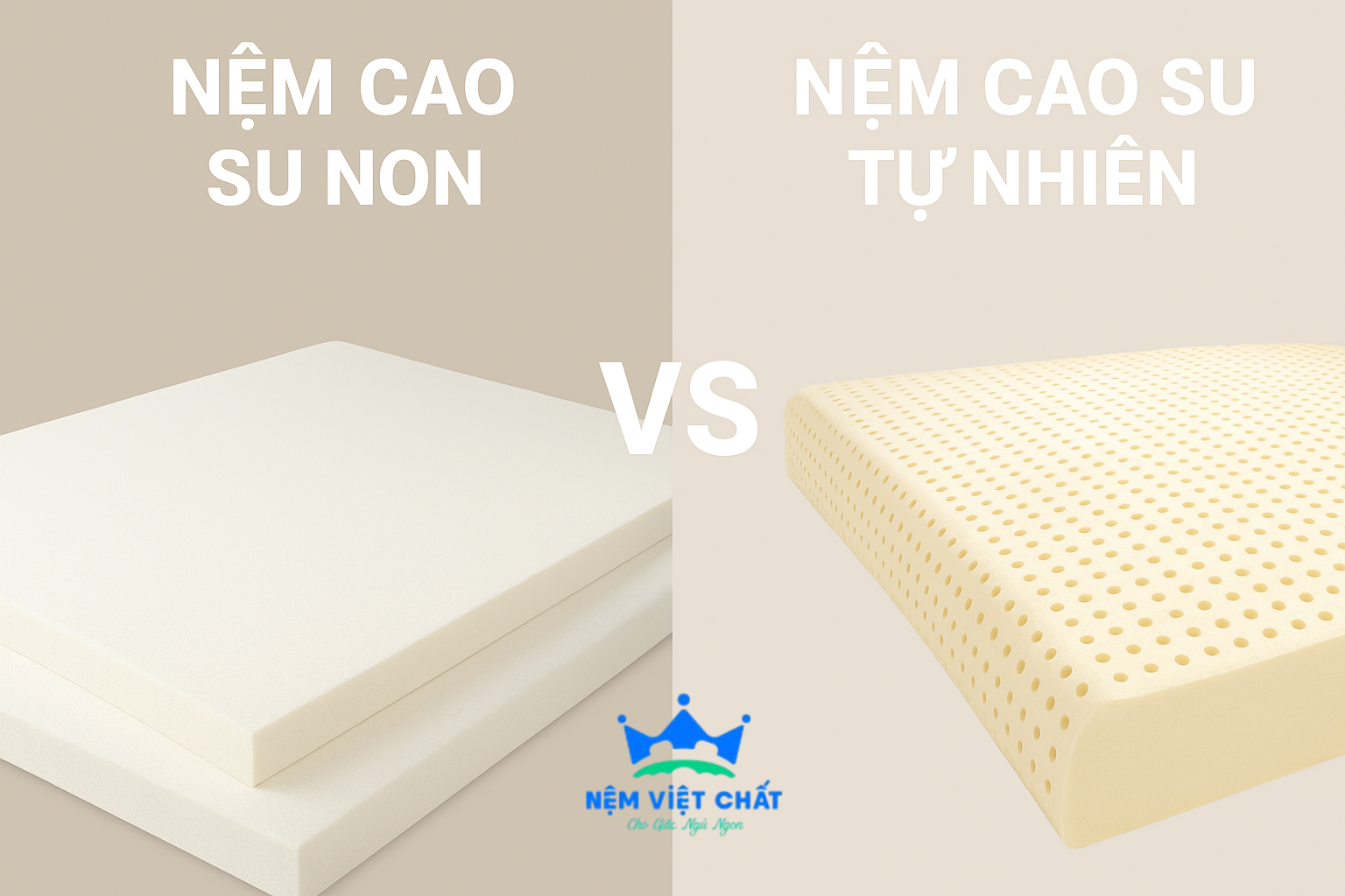 So sánh chi tiết nệm cao su non và nệm cao su tự nhiên.